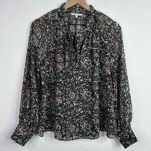 Rebecca Minkoff Shirt S Floral Tie Neck Whimsical Fairy Career Dark Academia